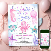Invitation Sous La Mer ! 10e anniversaire fille rose Océan