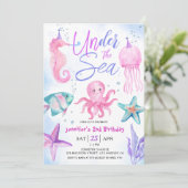 Invitation Sous La Mer ! 2e anniversaire fille rose océan (Debout devant)