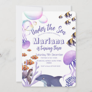 Invitation Sous la mer 3ème fête d'anniversaire