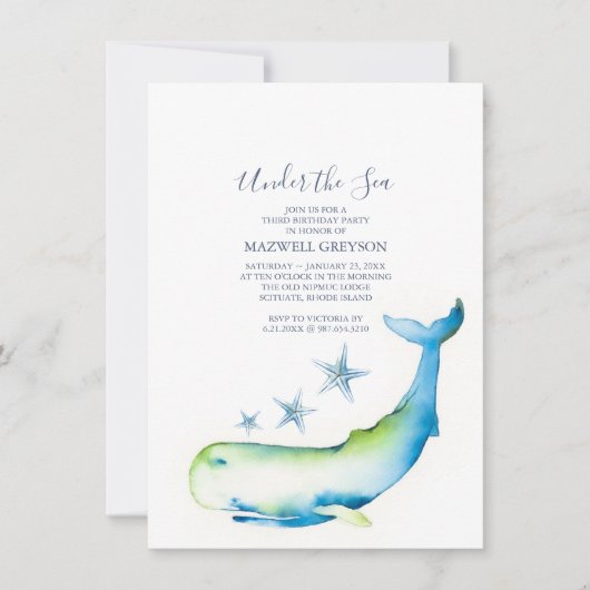 Invitation Sous la mer 3ème fête d'anniversaire (Devant)