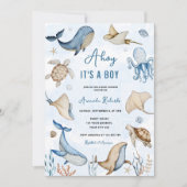 Invitation Sous la mer Ahoy C'est un Baby shower de garçon (Devant)
