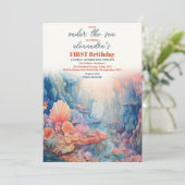 Invitation Sous la mer Animaux 1er anniversaire (Debout devant)