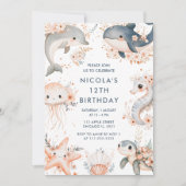 Invitation Sous la mer Animaux fête d'anniversaire (Devant)