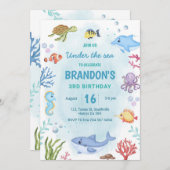 Invitation Sous la mer Anniversaire (Devant / Derrière)