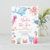Invitation Sous la mer Anniversaire (Debout devant)