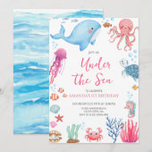 Invitation Sous la mer Anniversaire (Devant / Derrière)