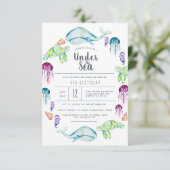 Invitation Sous la mer Anniversaire | Aquarelle de critère oc (Debout devant)