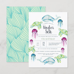 Invitation Sous la mer Anniversaire Aquarelle des animaux m