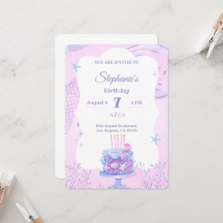 Invitation Sous la mer Anniversaire de la 7e Thème Océan de l