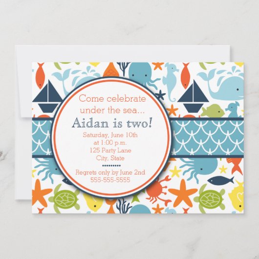 Invitation Sous la mer, Anniversaire nautique (Devant)