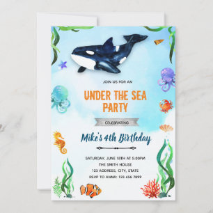 Invitation Sous la mer anniversaire orque