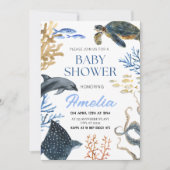 Invitation "Sous la mer" Aquarelle Océan Baby shower de vie (Devant)
