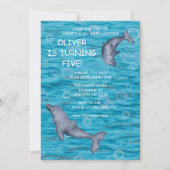 Invitation Sous La Mer Avec Dauphins Anniversaire (Devant)