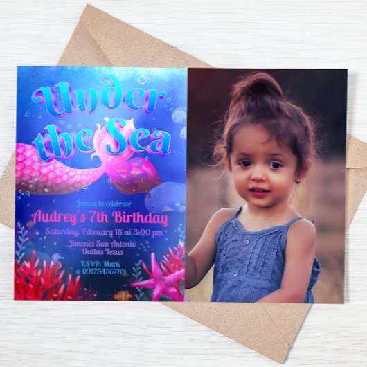 Invitation Sous la mer avec paysage photo