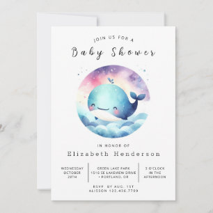 Invitation Sous la mer Baby shower à la baleine imprimable