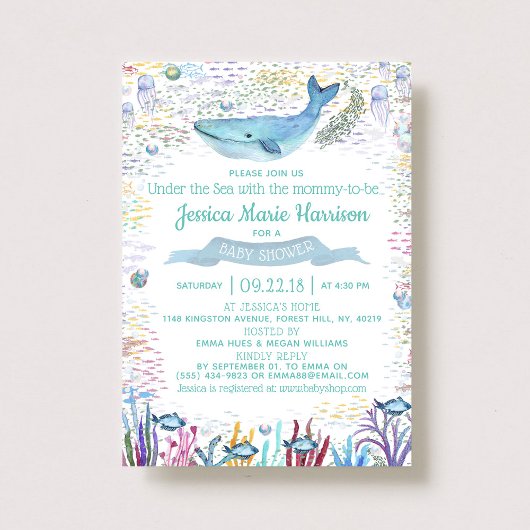 Invitation Sous la mer | Baby shower à thème océanique
