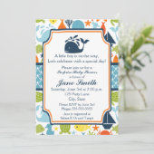 Invitation Sous la mer, Baby shower d'animaux marins (Debout devant)