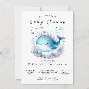 Invitation Sous la mer Baby shower de baleines imprimable