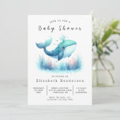 Invitation Sous la mer Baby shower de baleines imprimable (Debout devant)