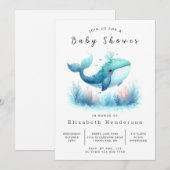 Invitation Sous la mer Baby shower de baleines imprimable (Devant / Derrière)
