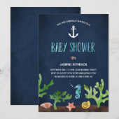 Invitation Sous la mer| Baby shower nautique (Devant / Derrière)