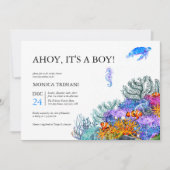 Invitation Sous la mer Baby shower nautique garçon moderne In (Devant)