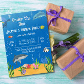 Invitation Sous la mer baleine requin requin poisson 3e anniv