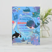 Invitation Sous la mer baleine requins méduse (Debout devant)