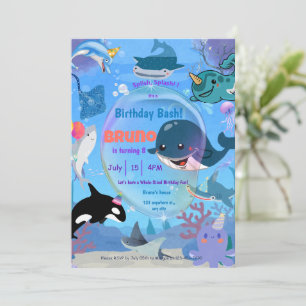 Invitation Sous la mer baleine requins méduse