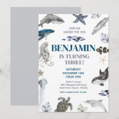 Invitation Sous la mer Baleine Sea Life fête d'anniversaire (Devant / Derrière)