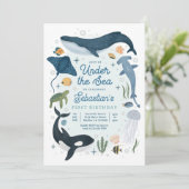 Invitation Sous la mer Baleine Shark Turtle Vie marine Annive (Debout devant)