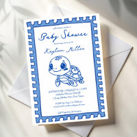 Sous la mer bleu adorable bébé tortue shower