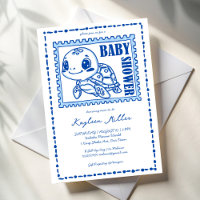 Sous la mer bleu bébé tortue mignonne shower