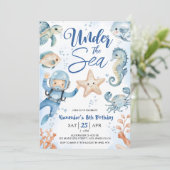 Invitation Sous La Mer ! Boy Cute Ocean 8e fête d'anniversair (Debout devant)