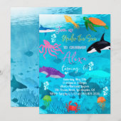 Invitation Sous la mer brillante (Devant / Derrière)