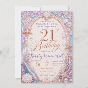 Invitation Sous la mer Coquillage iridescent 21e anniversaire