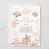 Invitation Sous la mer Créatures Baby shower Boho rose (Devant)
