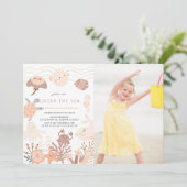 Invitation Sous la mer Créatures Fille rose Anniversaire (Debout devant)