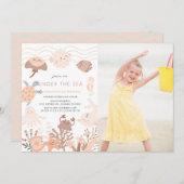 Invitation Sous la mer Créatures Fille rose Anniversaire (Devant / Derrière)