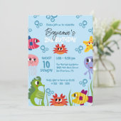 Invitation Sous la mer Créatures Whimsical Anniversaire (Debout devant)