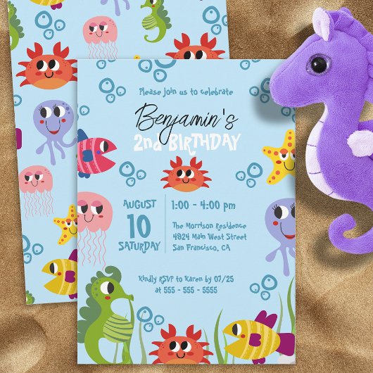 Invitation Sous la mer Créatures Whimsical Anniversaire
