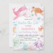 Invitation Sous la mer Cute Ocean Animals Anniversaire (Devant)