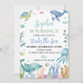 Invitation Sous la mer Cute Ocean Animals Anniversaire (Devant)