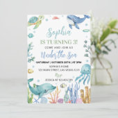 Invitation Sous la mer Cute Ocean Animals Anniversaire (Debout devant)