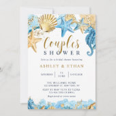 Invitation Sous la mer | Douche Couples Or et Bleu (Devant)