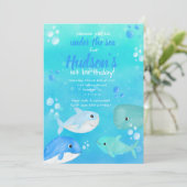 Invitation Sous la mer fête d'anniversaire animaux de mer (Debout devant)