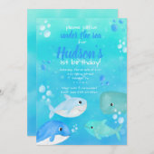 Invitation Sous la mer fête d'anniversaire animaux de mer (Devant / Derrière)