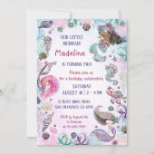 Invitation Sous la mer Fête d'anniversaire de la fille Sirène (Devant)