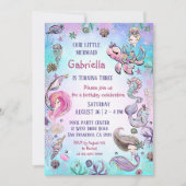 Invitation Sous la mer Fête d'anniversaire de sirène lunaire (Devant)