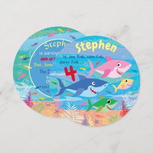 Invitation Sous la mer, fête du 4e anniversaire du requin
